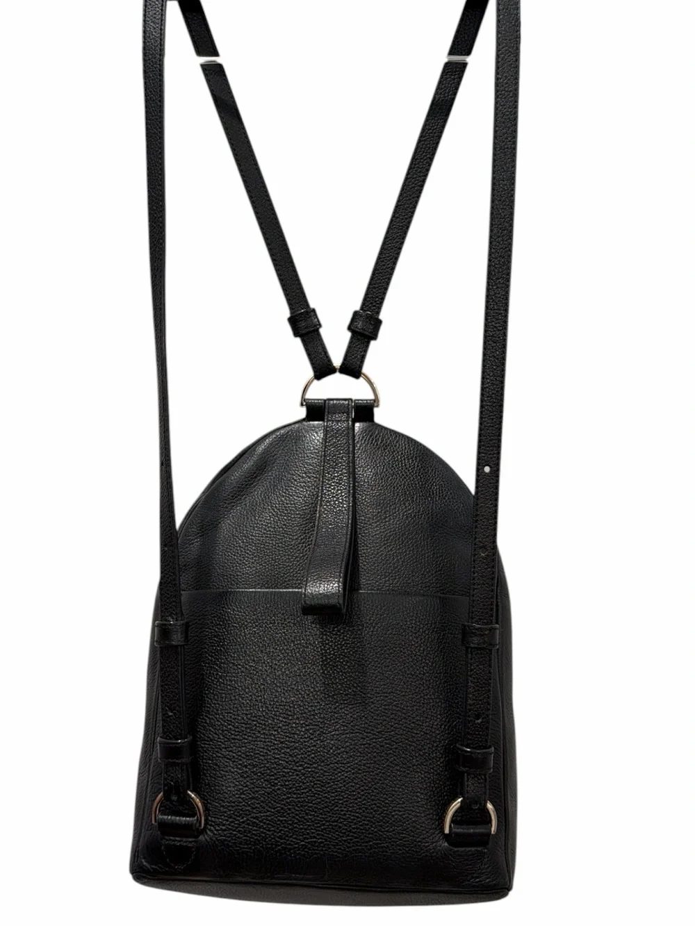 Henri Bendel Soho Backpack Black Pebbled Leather Gold D-Ring RARE